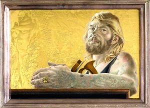 "Yea, though I walk through the Valley of the Shadow of Death." A Portrait of Michael Strong, 1993 | Egg tempera and gold leaf on panel | 16 x 23 in. Collection of Leslie Strong.