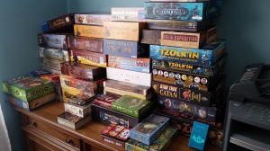 Beth Sobel's “small” collection of about 100 games. Photo courtesy: Beth Sobel.