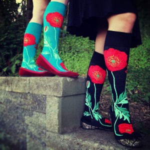 One of ModSock's newest and more popular designs is based on Shaklee's favorite flower, the giant red poppy. Photo courtesy: ModSocks.