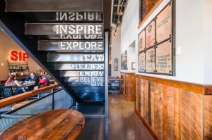 Wes Herman and son Taylor Herman work together to create the interior design for each Woods. While each location is unique, continuity in theme and materials unites them all. Photo courtesy: The Woods Coffee.