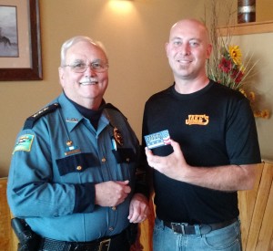 Lynden Police Chief Jack Foster and Brian Poag of Jake's Western Grill. Photo courtesy: Jake's Western Grill.