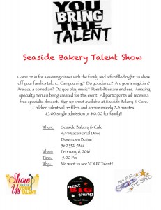 Seaside Bakery Talent Show @ Seaside Bakery & Cafe | Blaine | Washington | United States