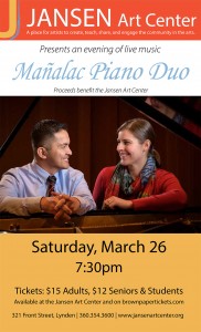 Live Music: Manalac Piano Duo  @ Jansen Art Center | Lynden | Washington | United States