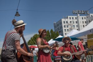 Strangely performs at Bellingham Farmers Market