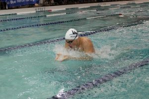 King’s best events are the 100 breast stroke (56.87), the 200 breaststroke (2:08.40), and the 50 freestyle (21.86). Photo credit: Christina Boyd of the Bellingham Bay Swim Team.