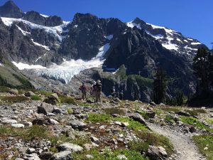 Senior Trailblazers explore Lake Ann in the Mount Baker area. Photo credit: Sue Dabney.