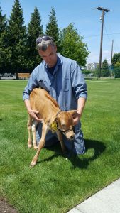 Rolf volunteers with his dog, Jersey. Photo courtesy: PR Consulting Inc.