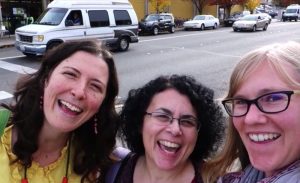 Christen Mattix, Shannon Laws, and Summer Starr collaborated on a Kickstarter project to bring the Poem Booth to life. Photo courtesy: Poem Booth.