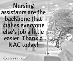 Nursing Assistants play a vital role. Photo courtesy: CHCC.