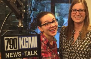 Kelsey Rowlson and Shu-Ling Zha, the capital campaign chair for Sylvia Center for the Arts, posed together in the studio. Photo courtesy: Bellingham/Whatcom Chamber of Commerce.