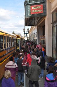 The kids scramble in to find their seats for each spell-binding show. Photo courtesy: Mount Baker Theatre.