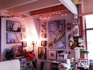 Nancy Canyon writes and paints at her studio in the Morgan Block Building in Fairhaven. Photo credit: Patricia Herlevi.