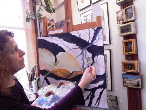 Inspired by natural beauty, Nancy Canyon blocks out time to paint each week. Photo credit: Patricia Herlevi.