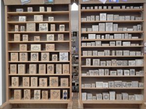 Rubber stamps offer a fun way to custom decorate letters. Stampadoodle offers a room filled with rubber stamps. Photo credit: Patricia Herlevi.