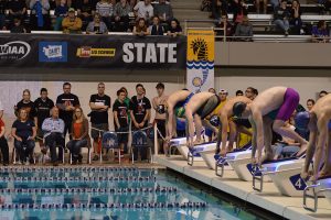 Pearson, pictured on platform No. 4, at the state of the 50 free state finals. Photo credit: Grant Clark. 