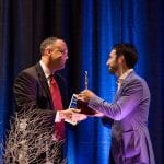 Annual Award Roland King (Banner Bank) gives Ray Deck (Skookum kids) the Nonprofit award