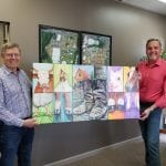 Diversity of farm life Jim Barron and Kevin Coleman presenting painting