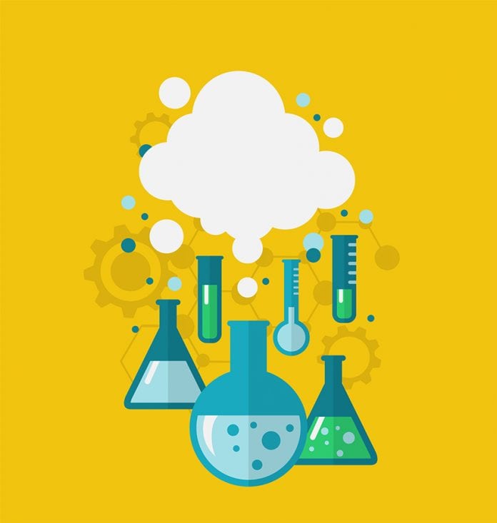Template of chemical experiment showing various tests being cond