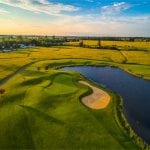 North Bellingham Golf Course 12 green at sunset