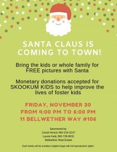 Free Pictures With Santa to Benefit Skookum Kids @ Bellwether Real Estate | Bellingham | Washington | United States
