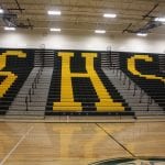 New gym empty bleachers