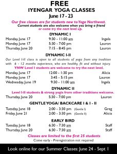 Free Iyengar Yoga Classes @ Yoga Northwest