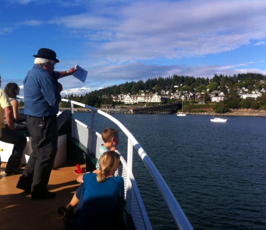 Brian Griffin leads a History Sunset Cruise on Bellingham Bay.