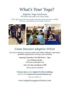 Discover Adaptive Yoga Workshop @ Adaptive Yoga Northwest @ Joy of Pilates Studio