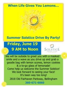 When Life Gives You Lemons Summer Solstice Drive By Party @ Solstice Senior Living