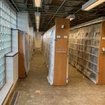 Library-Remodel-Book-Stacks-Covered-with-Plastic