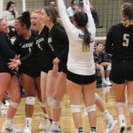 Meridian-High-School-Volleyball-Team-Cellebrating-on-the-court