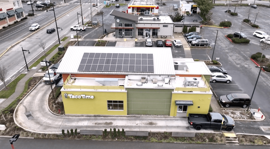 Taco Time restaurant with solar panels