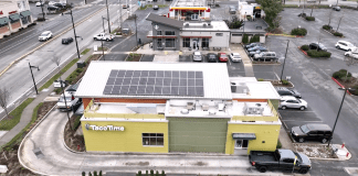 Taco Time restaurant with solar panels