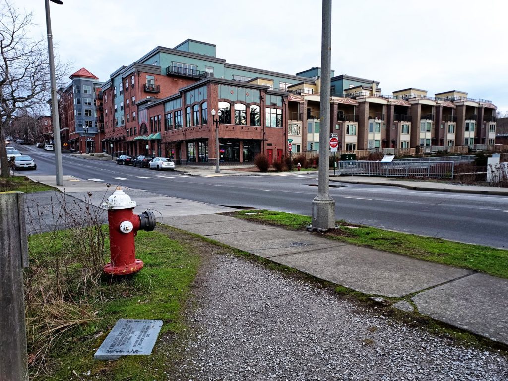 The "Chinese Deadline," which kept laborers from mingling with regular townsfolk, is today marked by a plaque along Harris Avenue, near where Padden Creek meets Bellingham Bay. Photo credit: Matt Benoit
