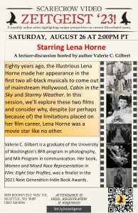 Scarecrow Video Zeitgeist ‘23! –  Starring Lena Horne @ Scarecrow Video (virtual)