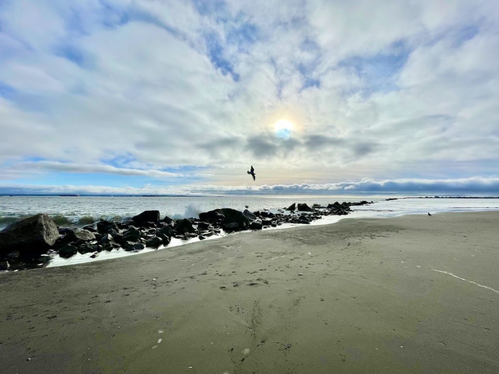 The calm before the storms along the Washington Coast. Check local weather conditions and advisories before venturing out, and pay close attention to signs posted at beaches including possible closures. Photo credit: Meagan Friberg