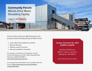 Neighborhood Meeting about Proposed Metal Shredder Facility @ Squalicum Boathouse