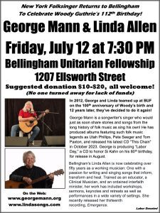 George Mann and Linda Allen Celebrate Woody Guthrie at BUF! @ BEllingham Unitarian Fellowship