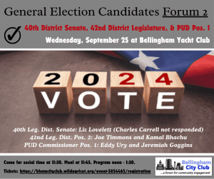 Bellingham City Club Hosts Luncheon Event General Election Candidates Forum 2 @ Bellingham Yacht Club
