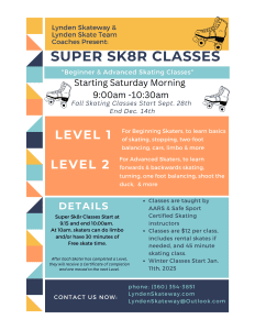 Super Sk8r Classes @ Lynden Skateway