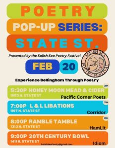 Poetry Pop-Up Series | State Street (Bellingham) @ Honey Moon Mead & Cider (1st location of 4 for event)