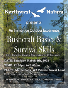 Bushcraft Basics and Survival Skills with Northwest Natura @ Northwest Natura private land