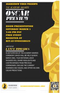 Scarecrow Video Presents: Oscar Preview 2025 @ Scarecrow Video (virtual)
