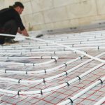 underfloor heating installation. Warm floor heating system